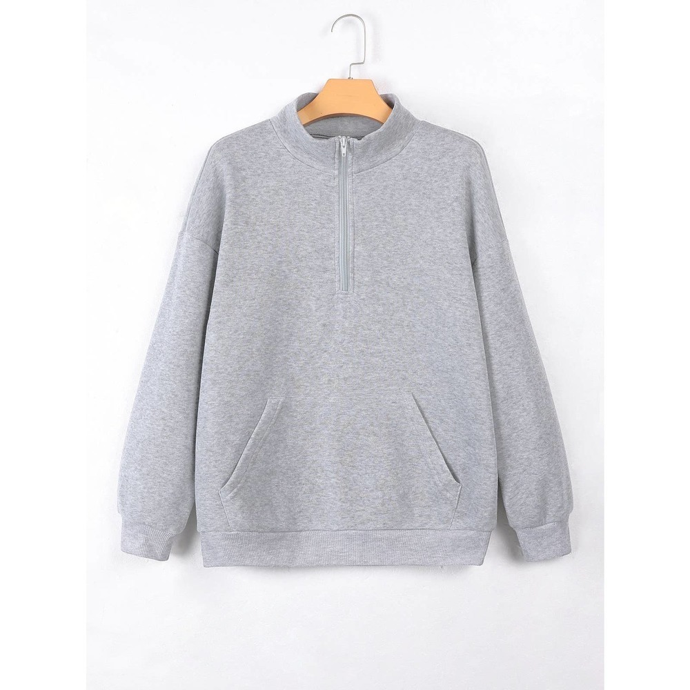 🌟 minimalist Half Zip Kangaroo Pocket Sweatshirt - Picture 3 of 11